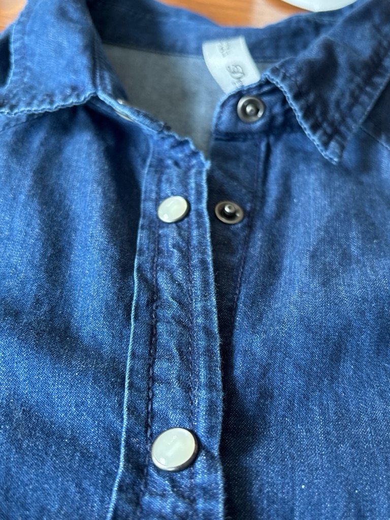 Denim&Co Blue Chambray Shirt With Snap Button
